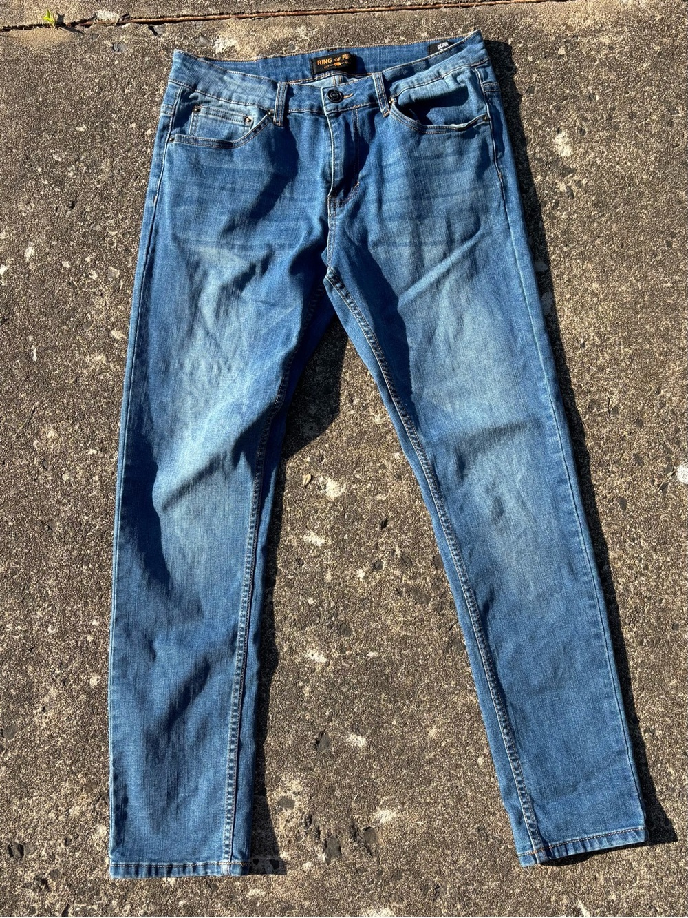 Ring of Fire Men’s Slim Straight Jeans in Blue Denim